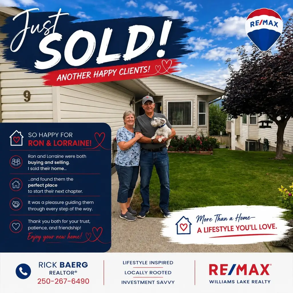Ron and Lorraine in front of their new home in Williams Lake, BC.